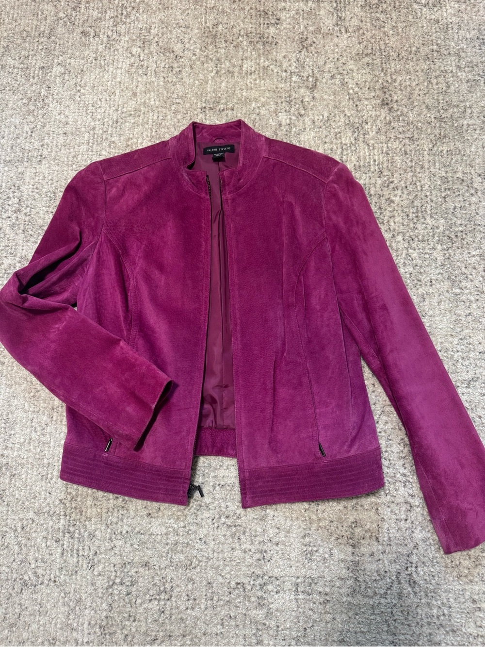 Valerie Stevens Magenta Suede Zip-Front Jacket